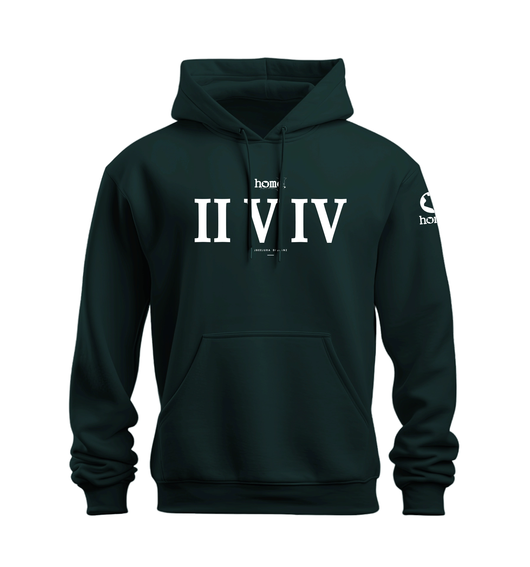 home_254 NUVETRA™ HUNTER GREEN HOODIE WITH A WHITE ROMAN NUMERALS PRINT