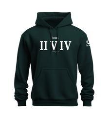 home_254 NUVETRA™ HUNTER GREEN HOODIE WITH A WHITE ROMAN NUMERALS PRINT