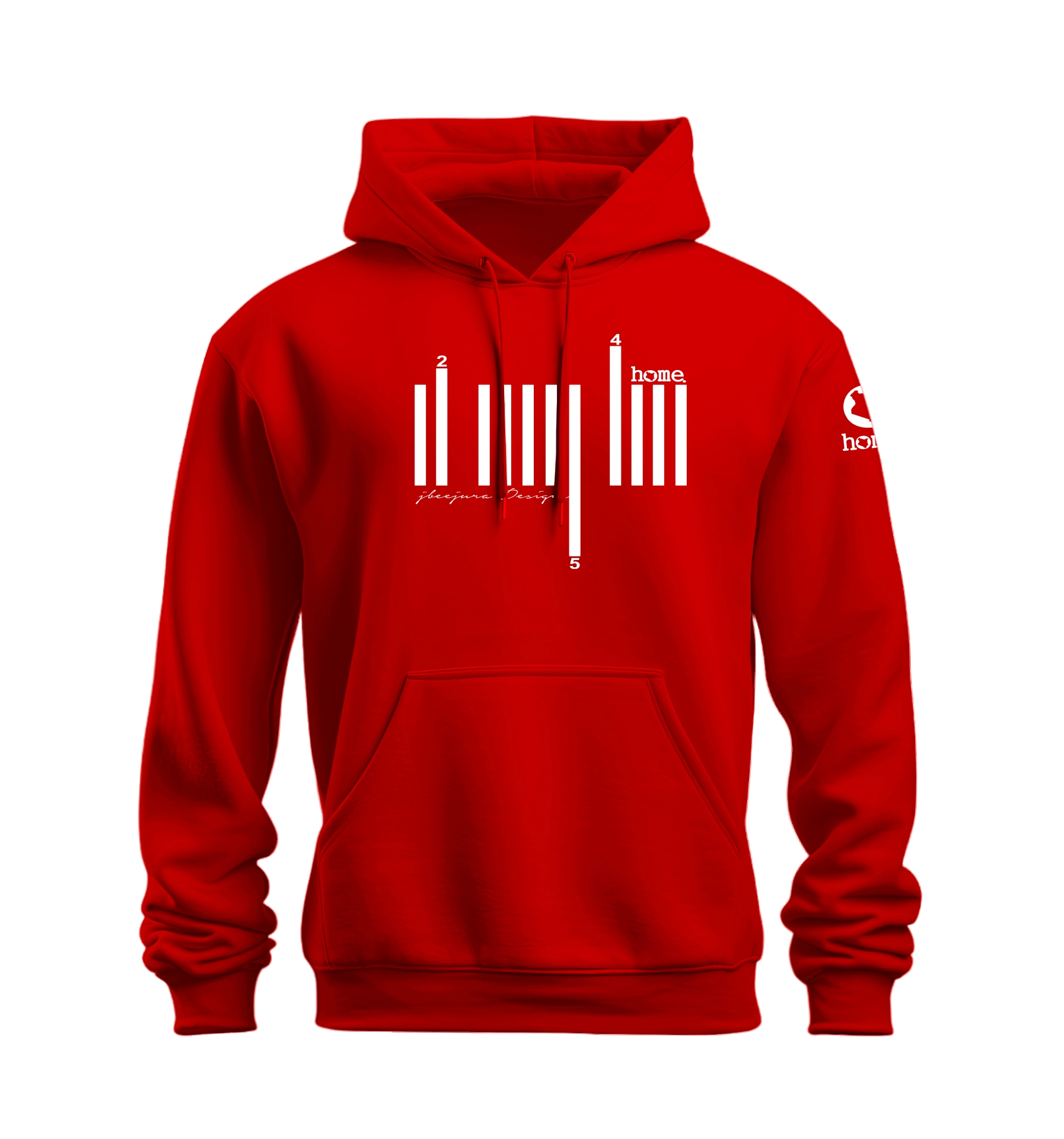 home_254 NUVETRA™ RED HOODIE WITH A WHITE BARS PRINT