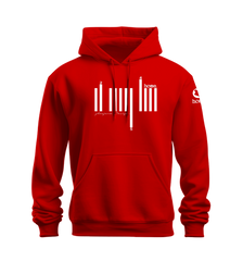 home_254 NUVETRA™ RED HOODIE WITH A WHITE BARS PRINT