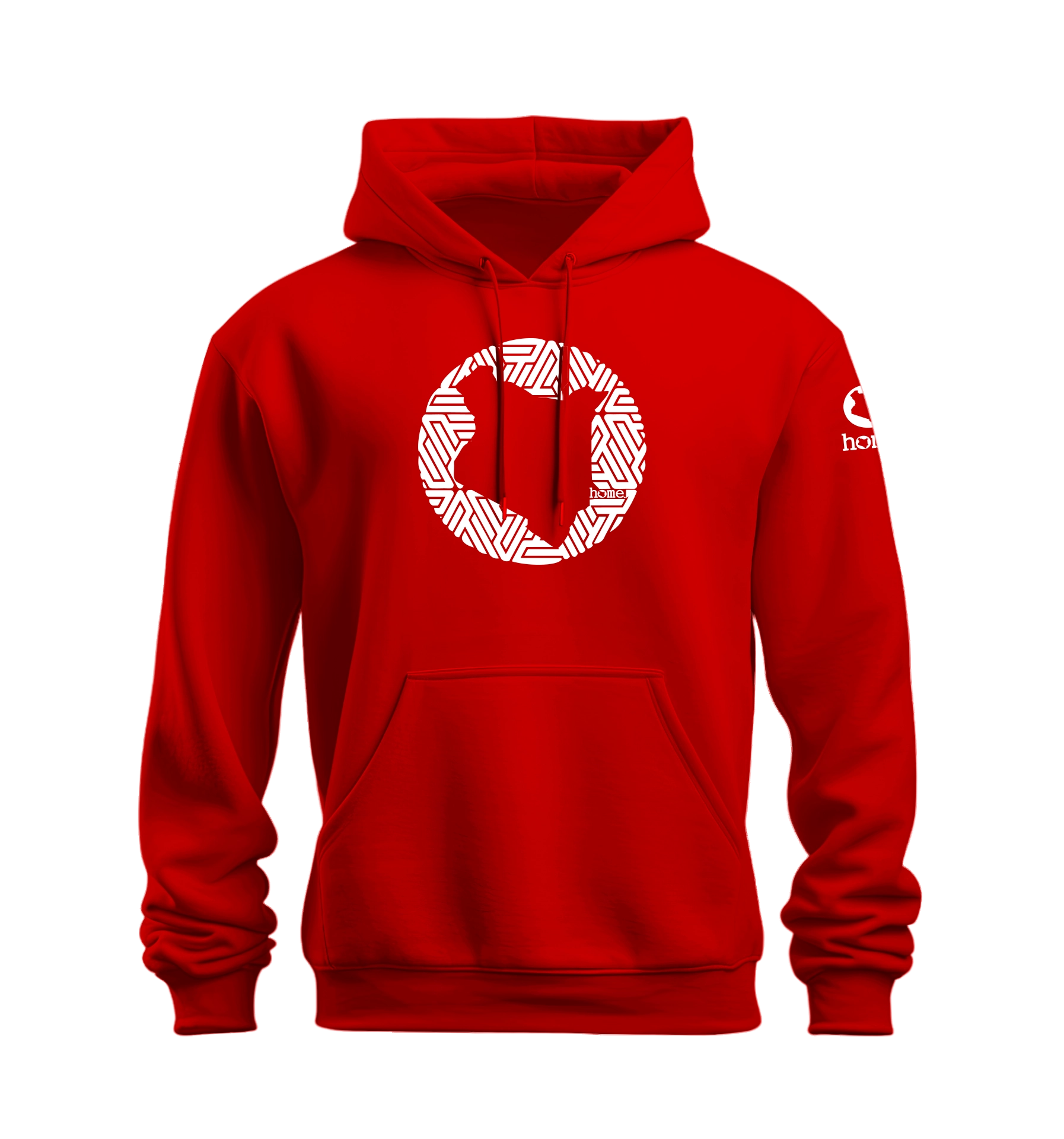 home_254 NUVETRA™ RED HOODIE WITH A WHITE MAP PRINT