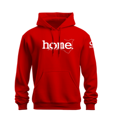 home_254 NUVETRA™ RED HOODIE WITH A WHITE CLASSIC WORDS  PRINT