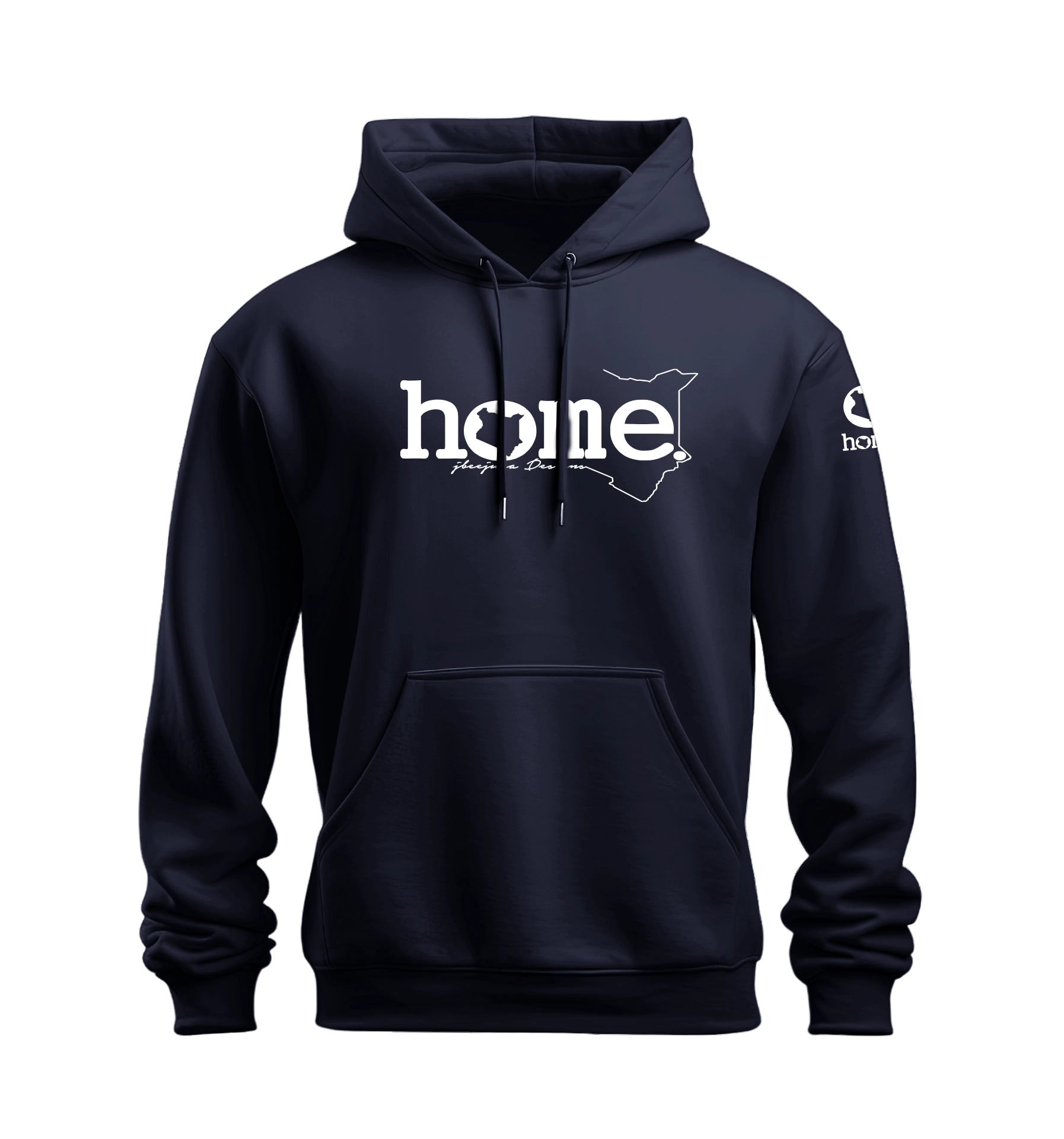 home_254 NUVETRA™ NAVY BLUE HOODIE WITH A WHITE ROMAN NUMERALS PRINT 