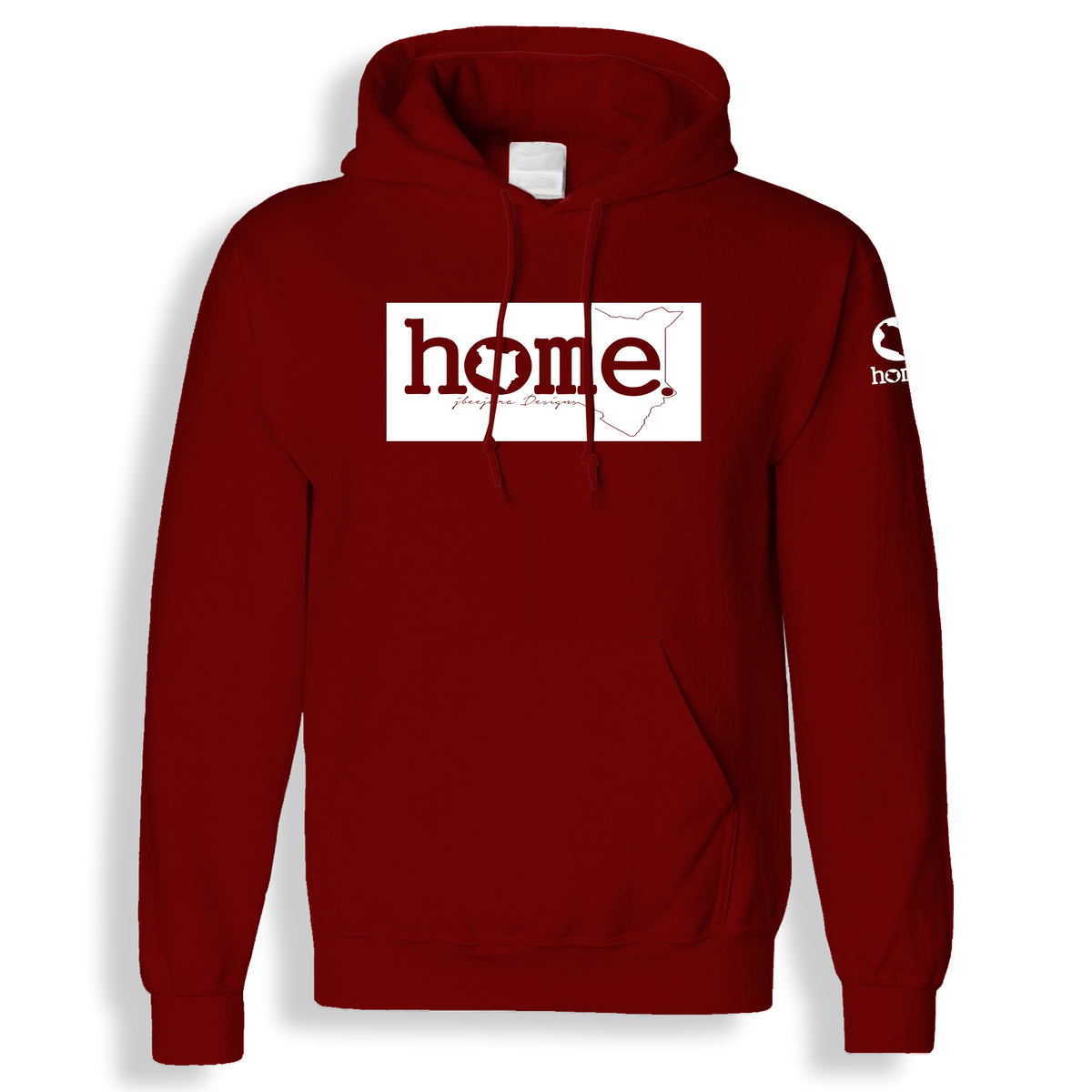home_254 MAROON RED HOODIE (MID-HEAVY FABRIC) WITH A WHITE CLASSIC PRINT
