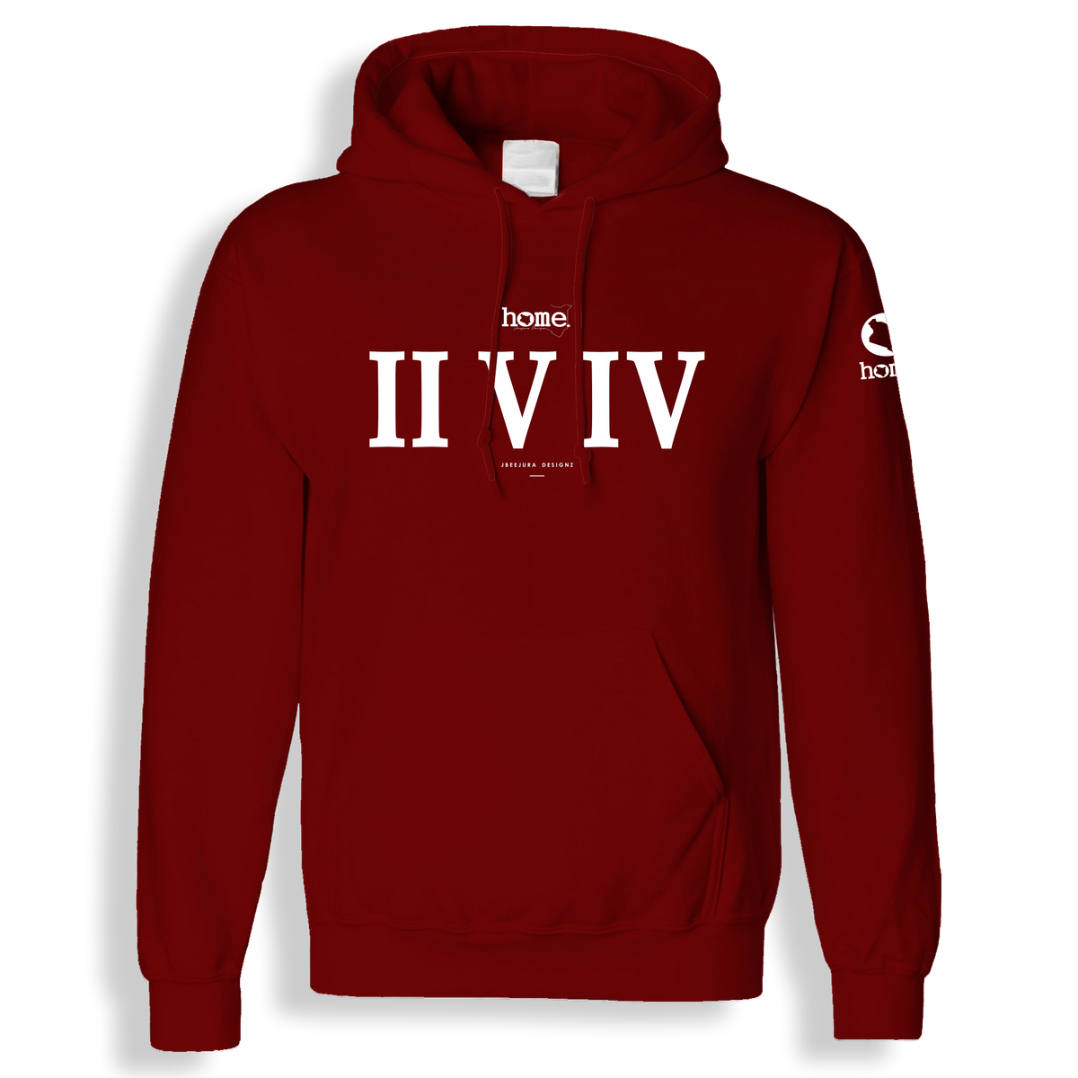 home_254 MAROON RED HOODIE (MID-HEAVY FABRIC) WITH A WHITE ROMAN PRINT