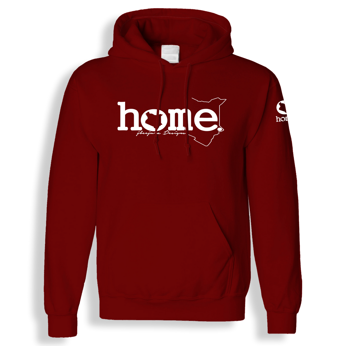 home_254 MAROON RED HOODIE (MID-HEAVY FABRIC) WITH A WHITE WORDS PRINT