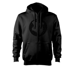 home_254 NUVETRA™ ZIP UP HOODIE WITH A BLACK MAP PRINT