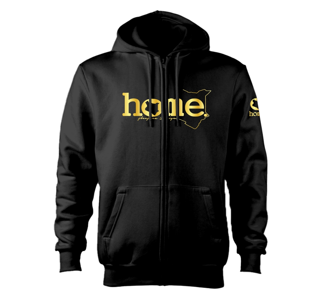 home_254 NUVETRA™ ZIP UP HOODIE WITH A GOLD CLASSIC WORDS PRINT