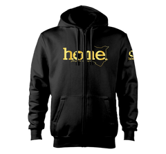 home_254 NUVETRA™ ZIP UP HOODIE WITH A GOLD CLASSIC WORDS PRINT