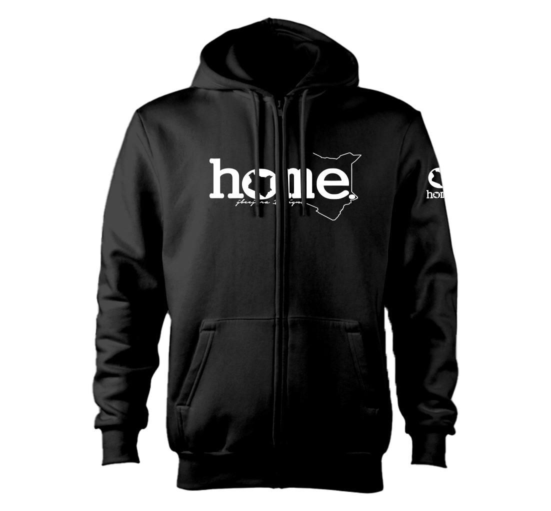 home_254 NUVETRA™ ZIP UP HOODIE WITH A WHITE CLASSIC WORDS PRINT