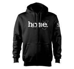 home_254 NUVETRA™ ZIP UP HOODIE WITH A WHITE CLASSIC WORDS PRINT