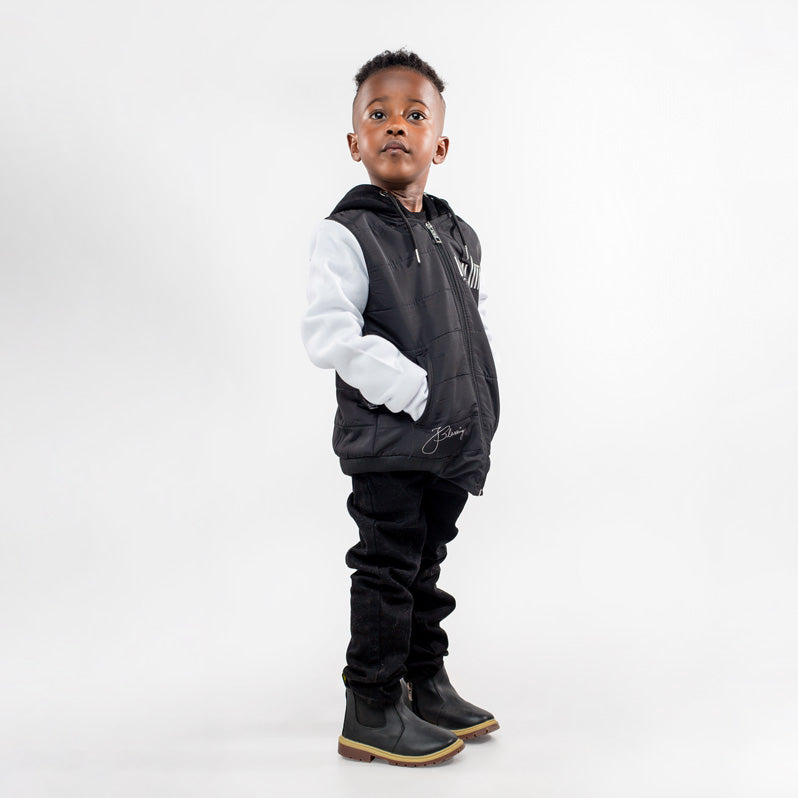 Kids Blessing Jacket - Black Body & White Arms