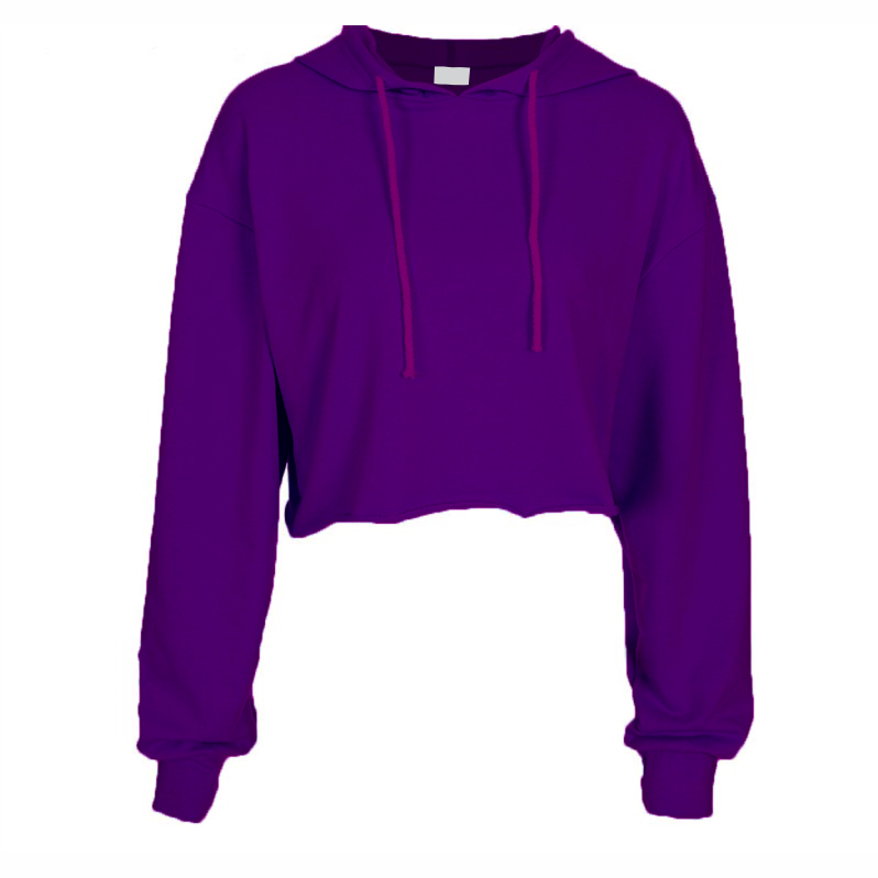 Plain Cropped Hoodie - Purple (Heavy Fabric)