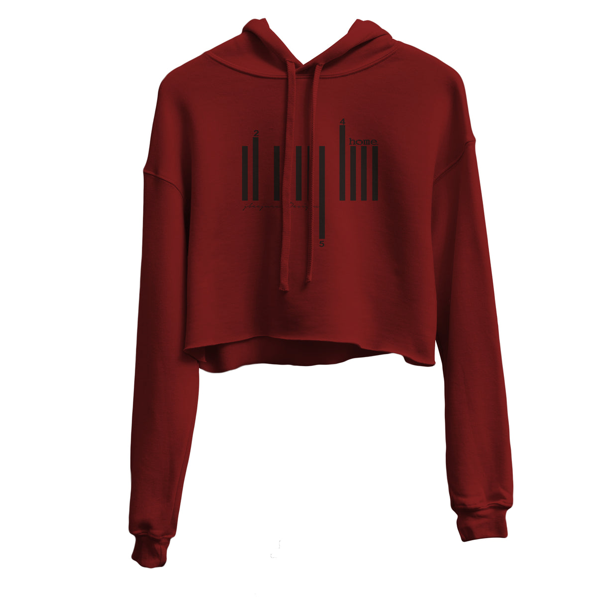 JBEEJURA DESINGZ | home_254 burgundy Cropped Hoodie (mid heavy fabric) with a black bars logo