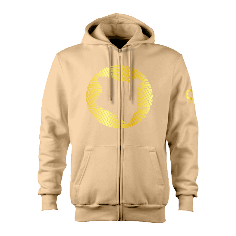 Zip-up Hoodie - Light Brown (Heavy Fabric)