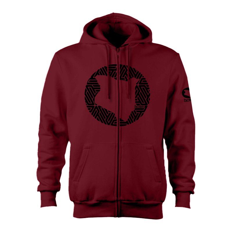 Zip-up Hoodie - Maroon Red (Heavy Fabric)