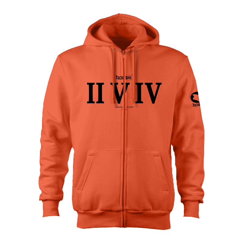 Zip-up Hoodie - Orange (Heavy Velvet Fabric)