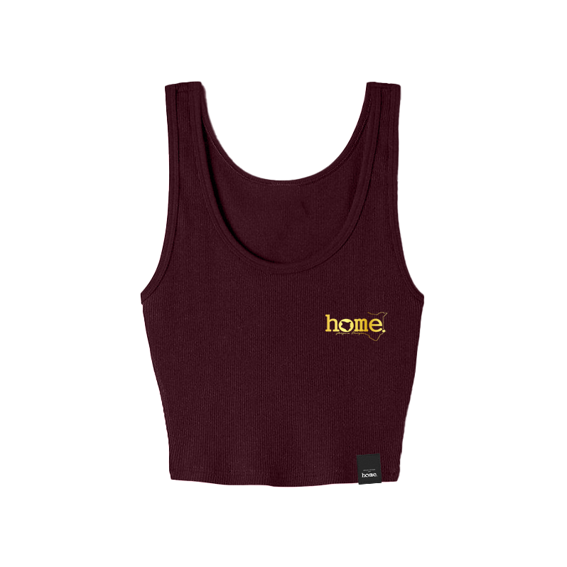 home_254 MAROON MUSHIE VEST TOP WITH A GOLD 3D WORDS PRINT