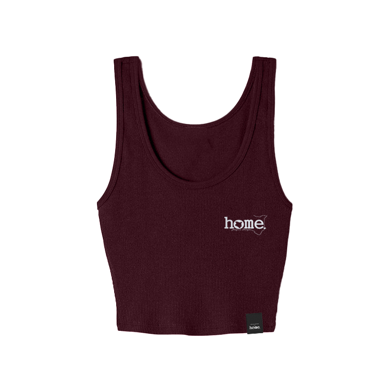 home_254 MAROON MUSHIE VEST TOP WITH A SILVER 3D WORDS PRINT
