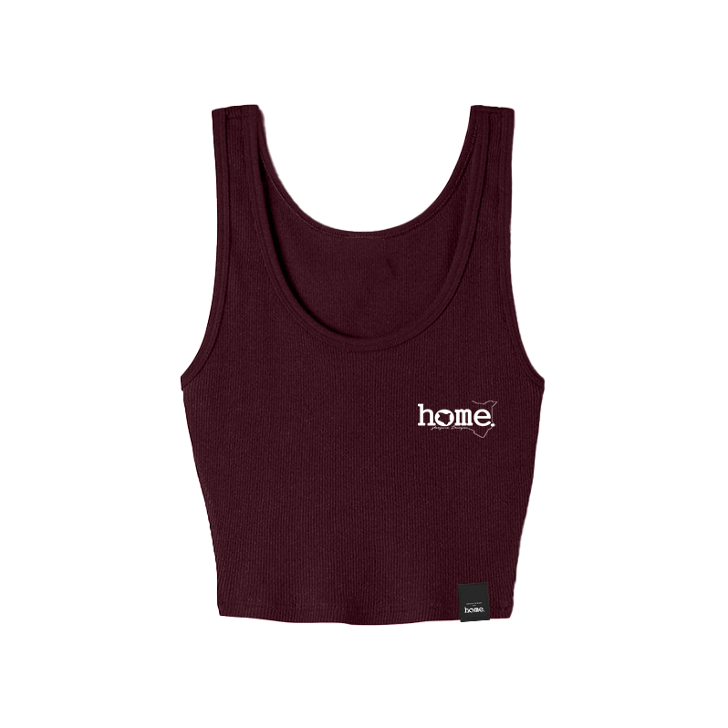 home_254 MAROON MUSHIE VEST TOP WITH A WHITE 3D WORDS PRINT