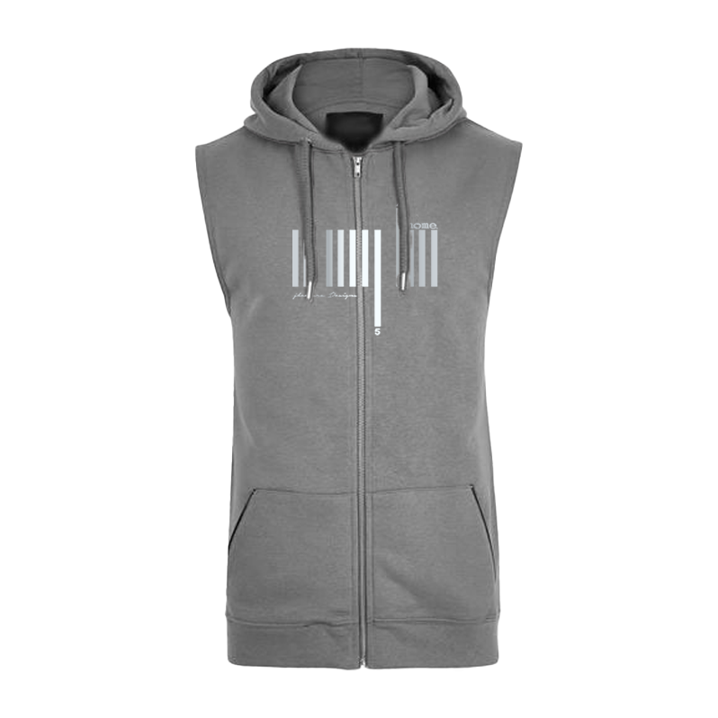 Sleeveless Hoodie  - Light Grey (Heavy Fabric)