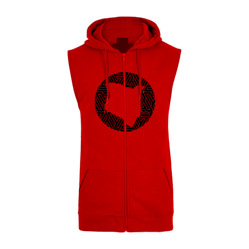 Sleeveless Hoodie - Red (Heavy Fabric)