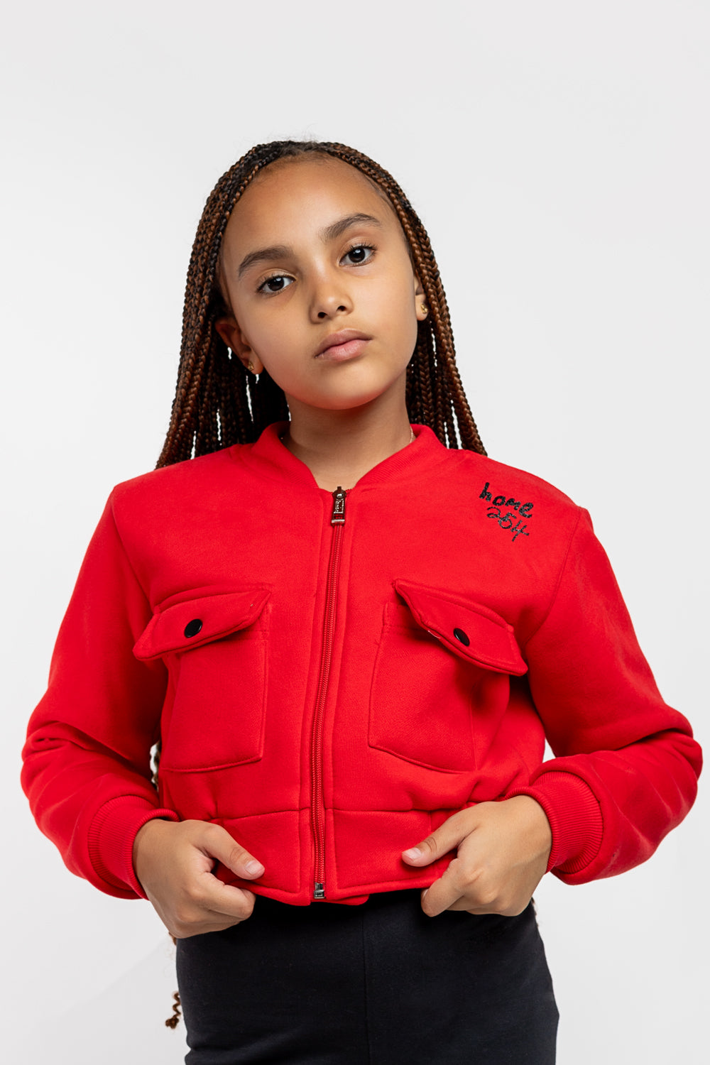 Kids Cropped Kami Jacket - Red