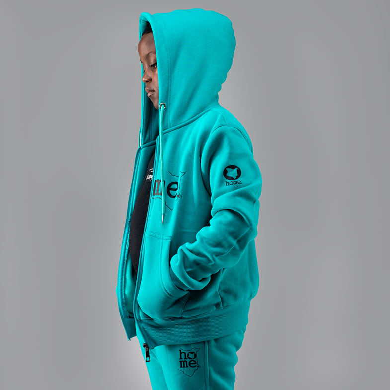 Kids Zip-Up Hoodie  - Turquoise Blue (Heavy Fabric)