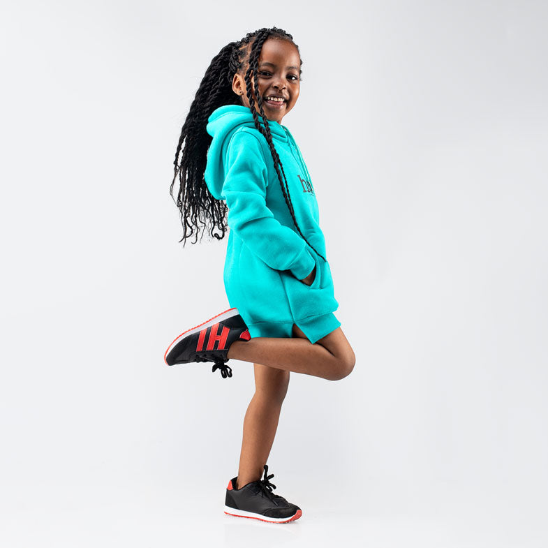 Kids Hoodie  Dress - Turquoise Blue (Heavy Fabric)