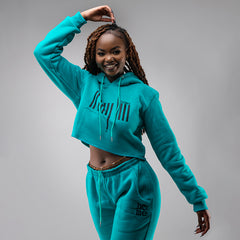 Cropped Hoodie - Turquoise Blue (Heavy Fabric)