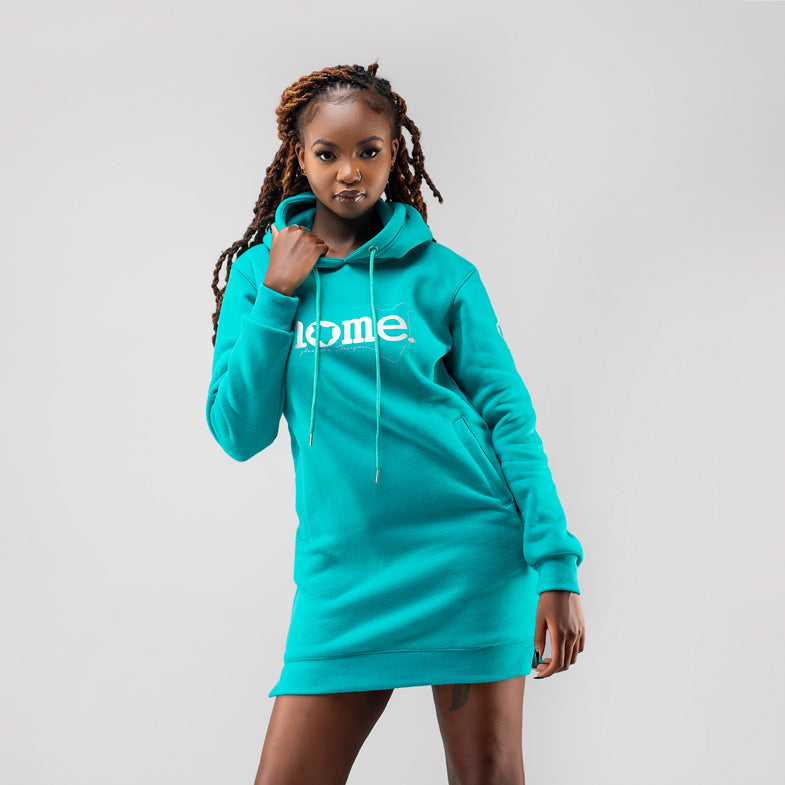 Hoodie Dress - Turquoise Blue (Heavy Fabric)