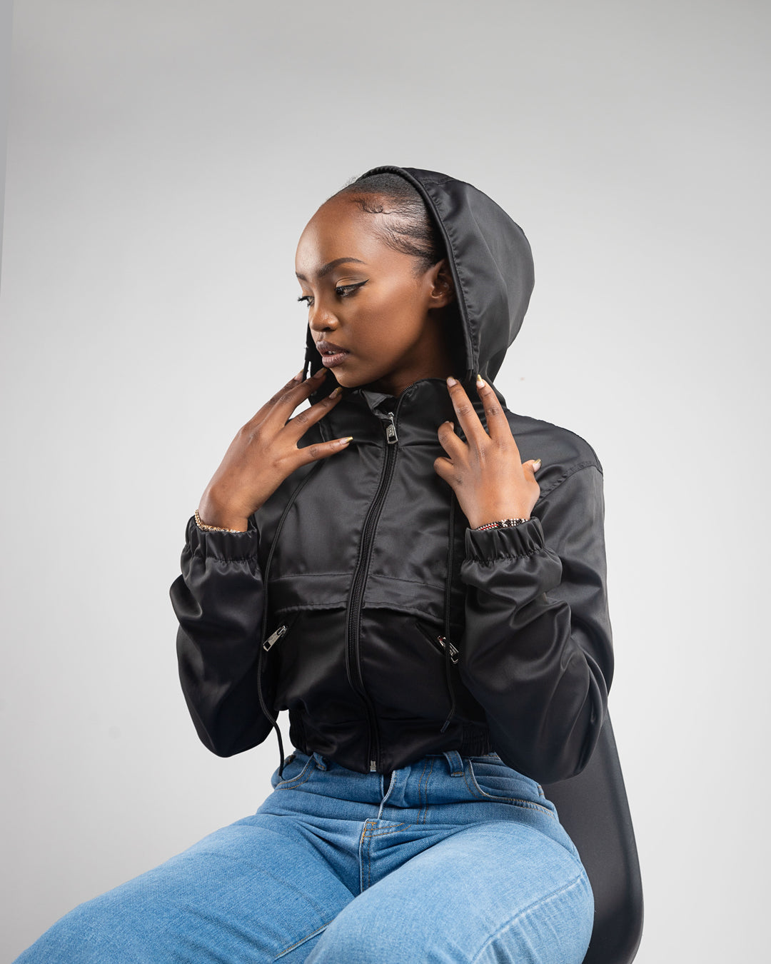 Zuma Cropped Bomber Jacket - Black