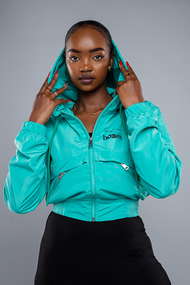 Zuma Cropped Bomber Jacket - Turquoise