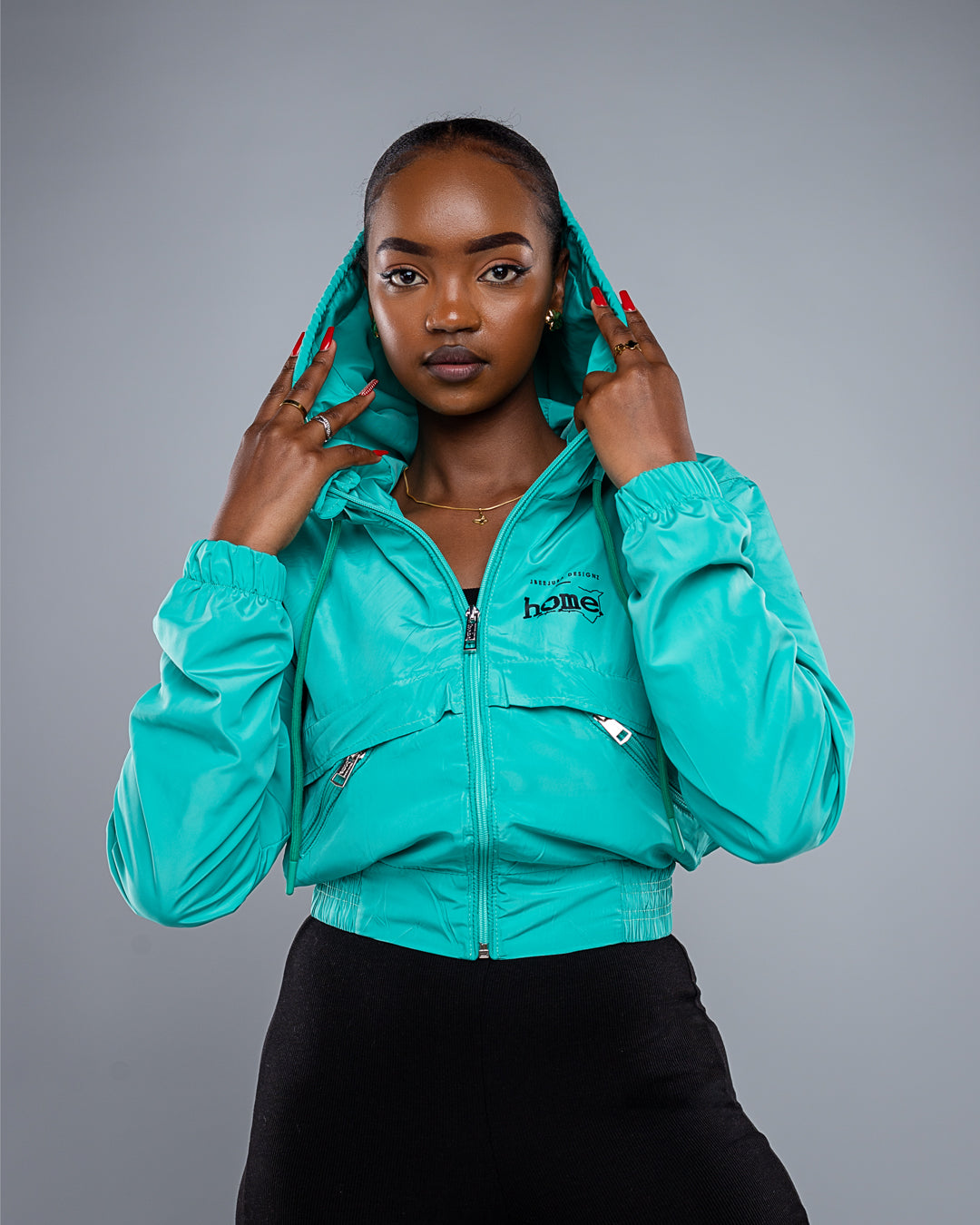 Zuma Cropped Bomber Jacket - Turquoise