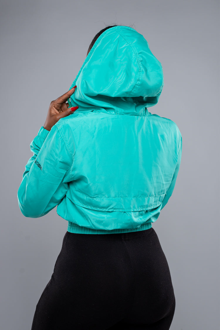 Zuma Cropped Bomber Jacket - Turquoise