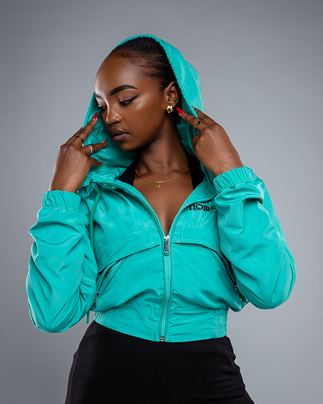 Zuma Cropped Bomber Jacket - Turquoise