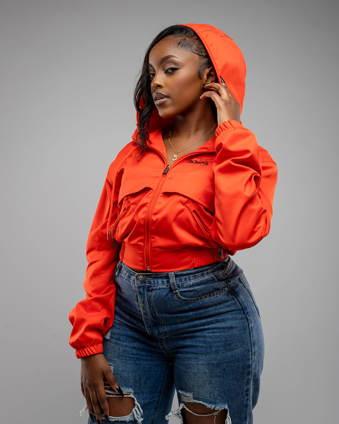 Zuma Cropped Bomber Jacket - Orange