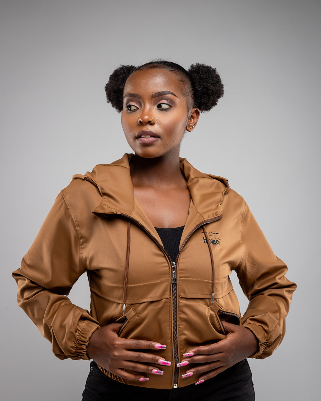 Zuma Cropped Bomber Jacket - Dark Brown