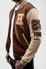 Dark Brown and Light Brown Letterman Jacket
