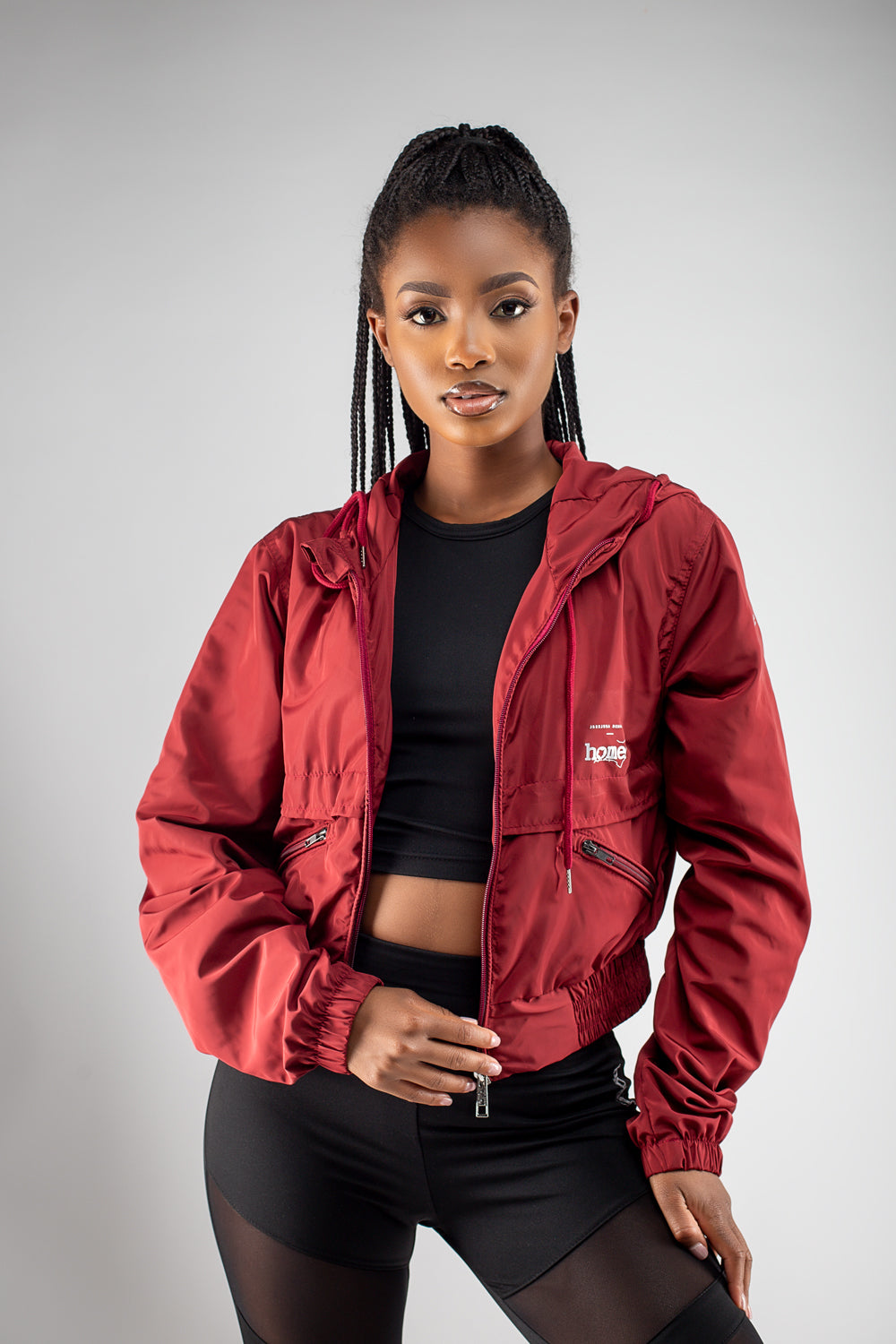 Zuma Cropped Bomber Jacket - Maroon