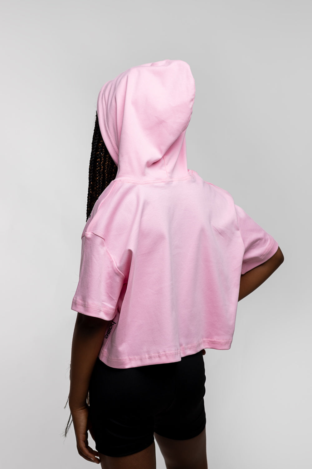 Kids Cropped Hooded Tee - Pink