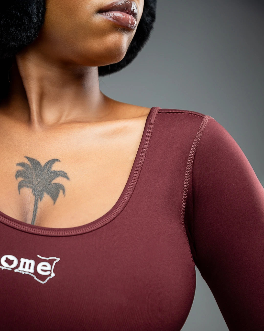 Simple Life Scoop Neck Bodysuit - Maroon