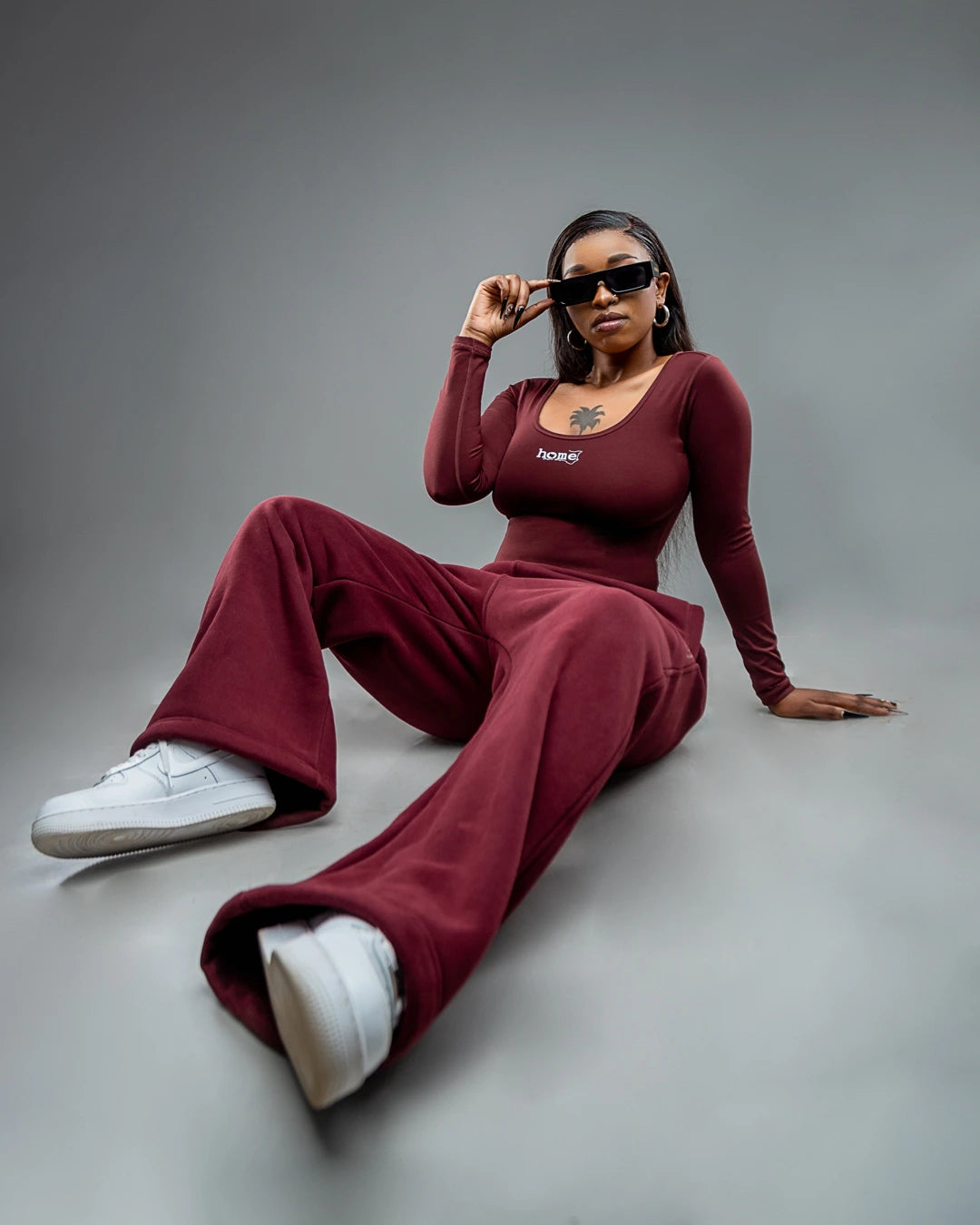 Simple Life Scoop Neck Bodysuit - Maroon