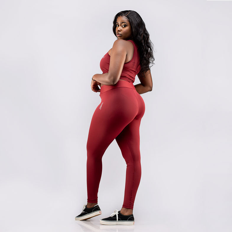 Cheeky Hi-Rise Leggings - Maroon