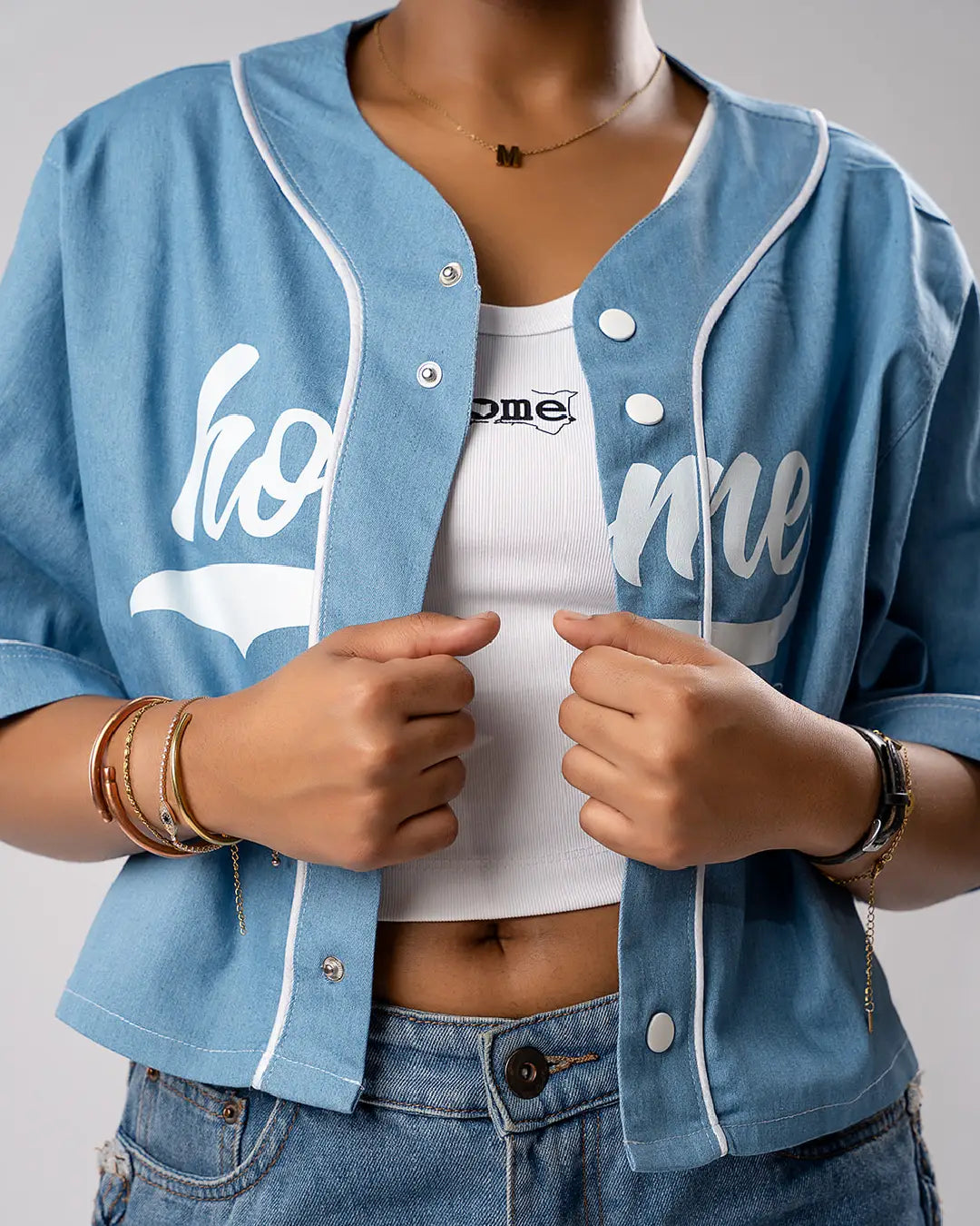 Aero Cropped Baseball Shirt – Denim Air