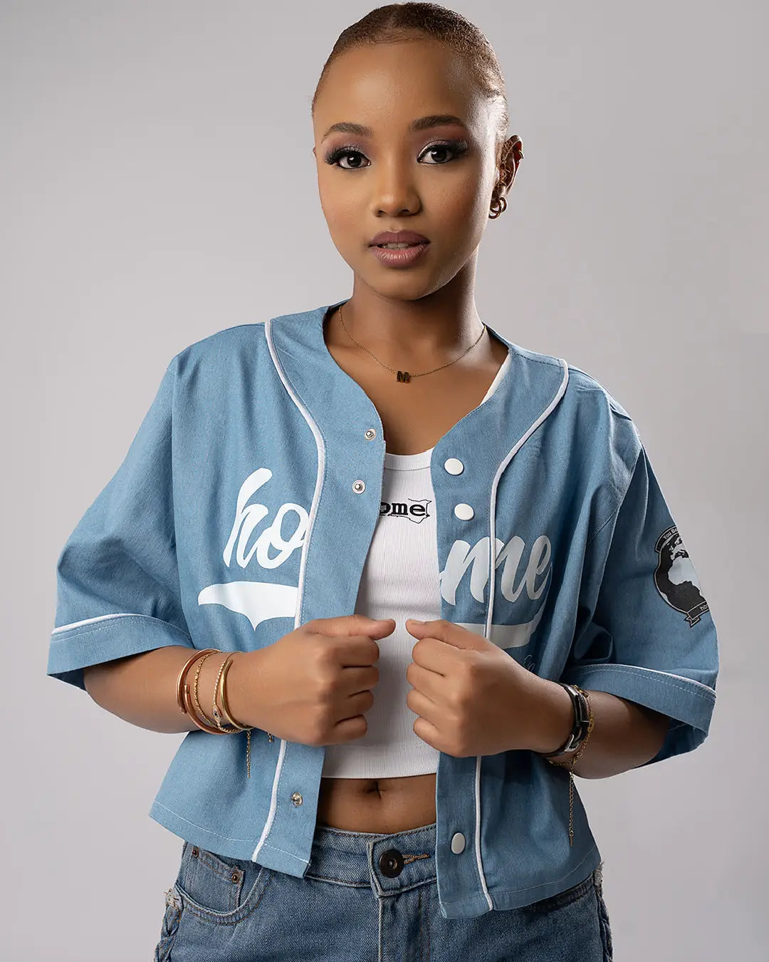 Aero Cropped Baseball Shirt – Denim Air