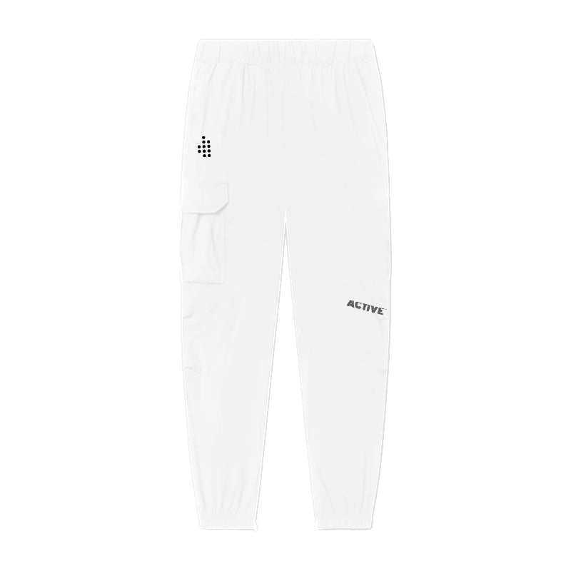 ACTIVE_254 -  WHITE JOGGERS (WITH BLACK PRINTS)