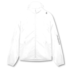 ACTIVE_254 - WHITE AIR-LITE FLEX WINDBREAKER (WITH BLACK PRINTS)