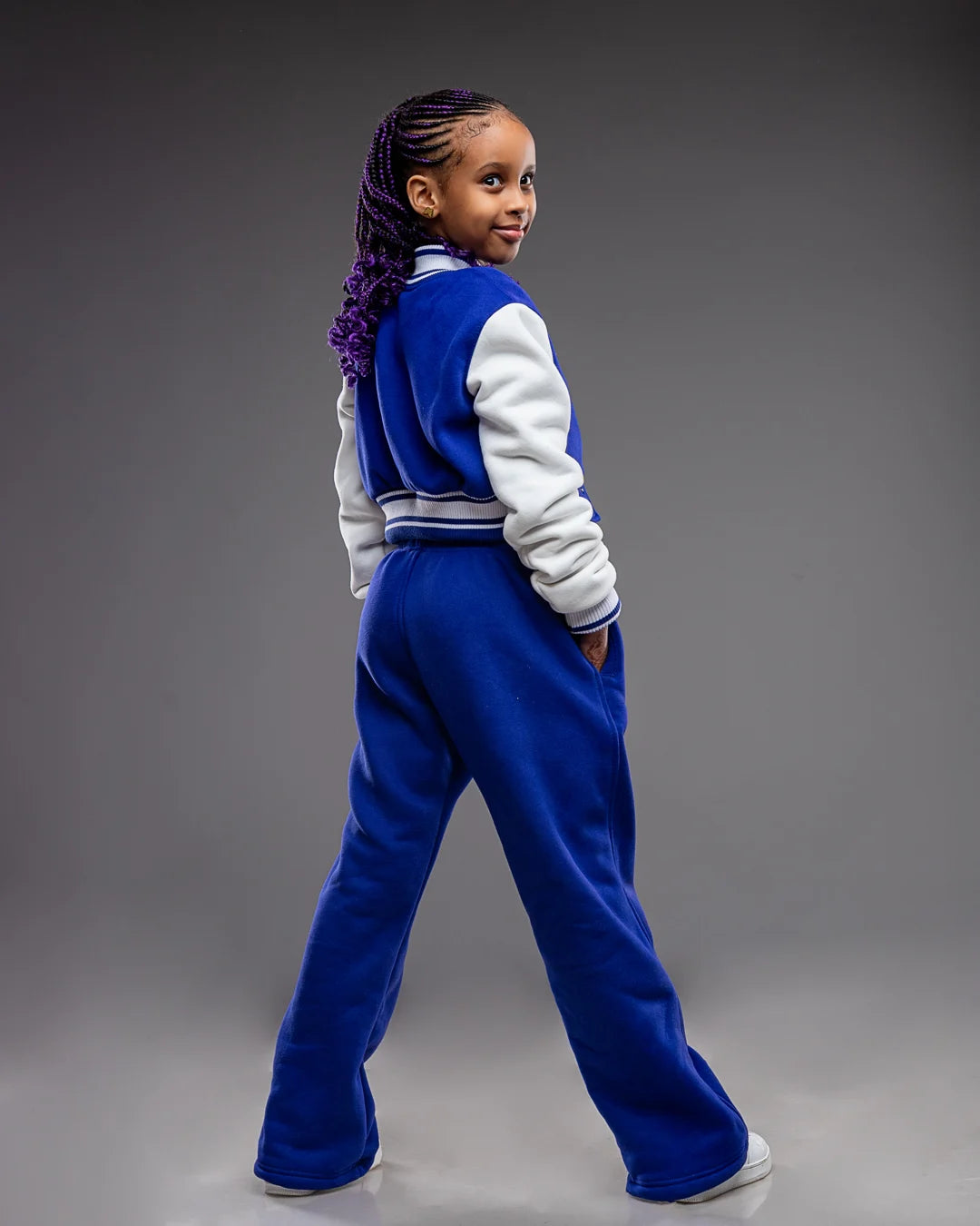 Kids Cropped Royal Blue Letterman Jacket