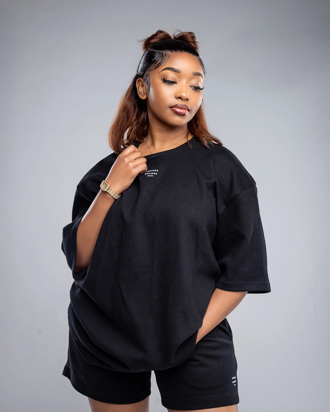 Serene Drop Shoulder Tee - Black